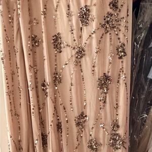 Adrianna Papell Sequin Floral Maxi Dress in Cream